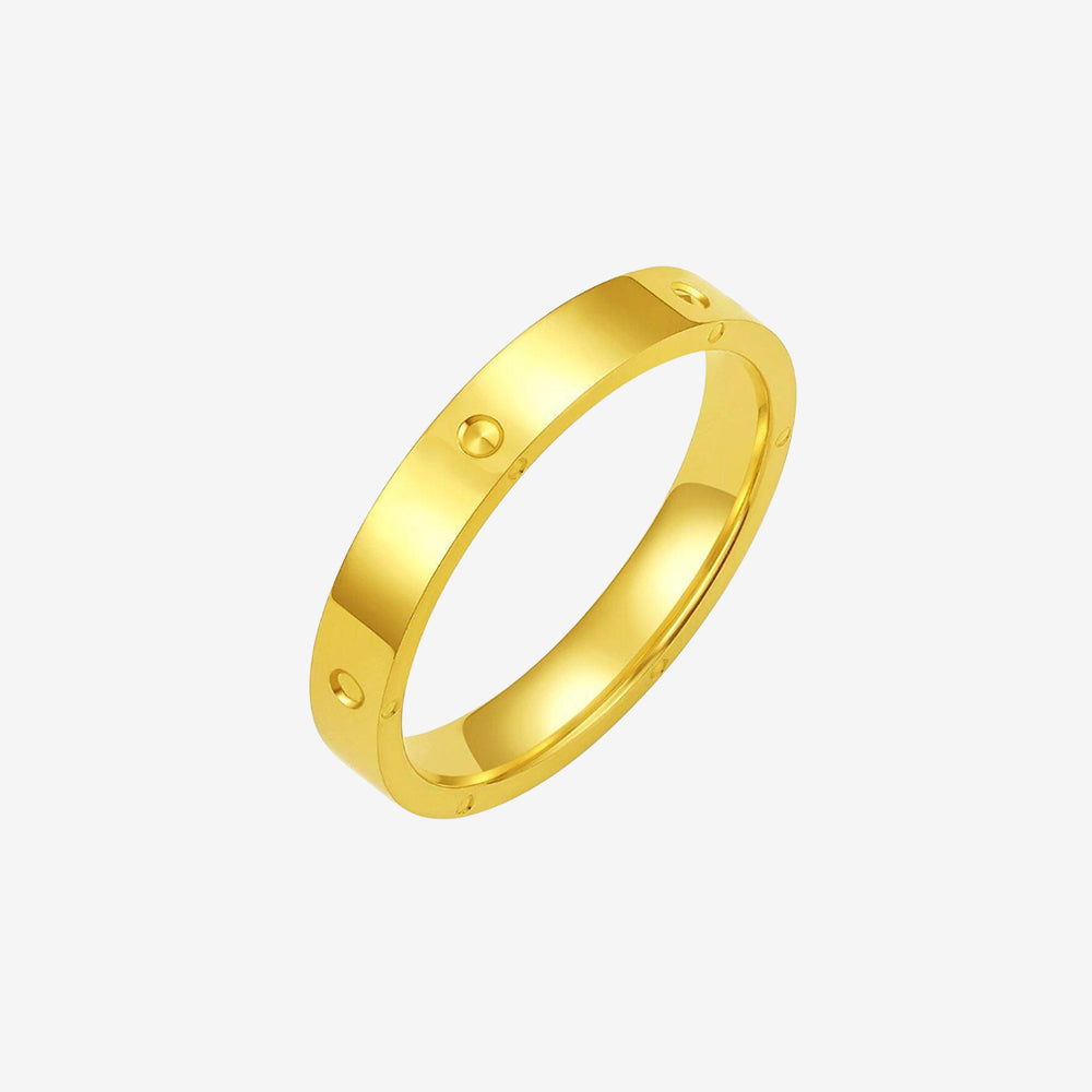 24K Gold Pin Pattern C Ring