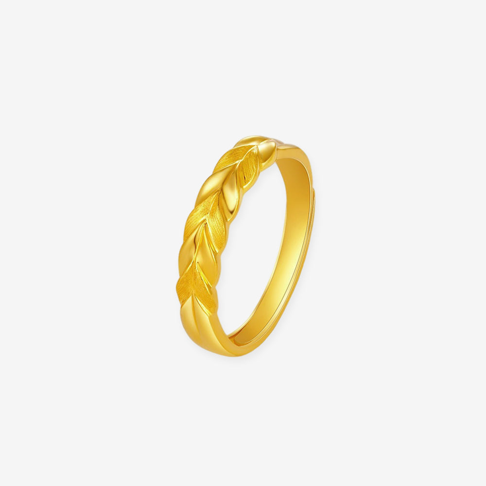24K Gold Wheat Ear Couple Rings