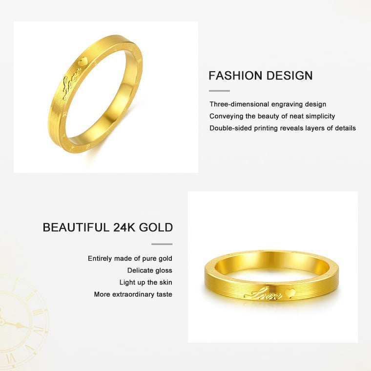 24K Gold Time of Love Ring