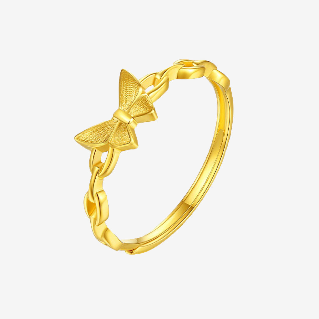 24K Gold Butterfly Hollow Adjustable Ring