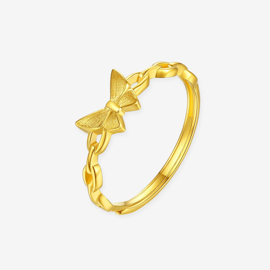 24K Gold Butterfly Hollow Adjustable Ring