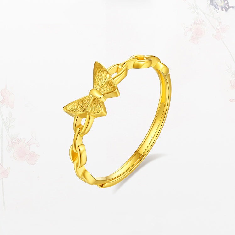 24K Gold Butterfly Hollow Adjustable Ring