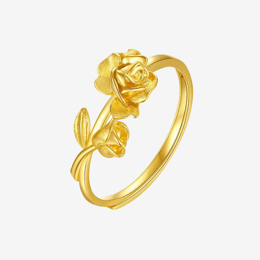 Happy Flower Wedding Series 24K Gold Sunset Rose Ring