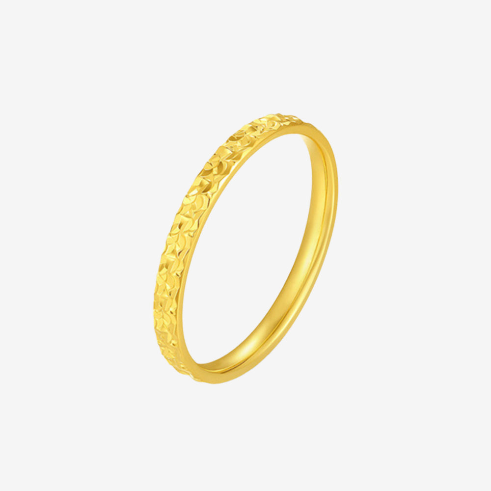 24K Gold Crushed Ice Pattern Ring