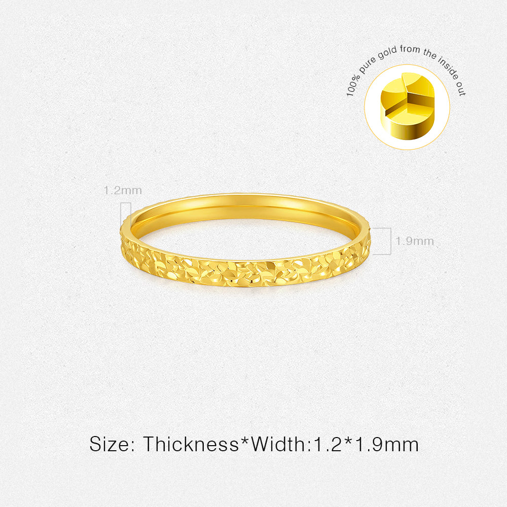 24K Gold Crushed Ice Pattern Ring