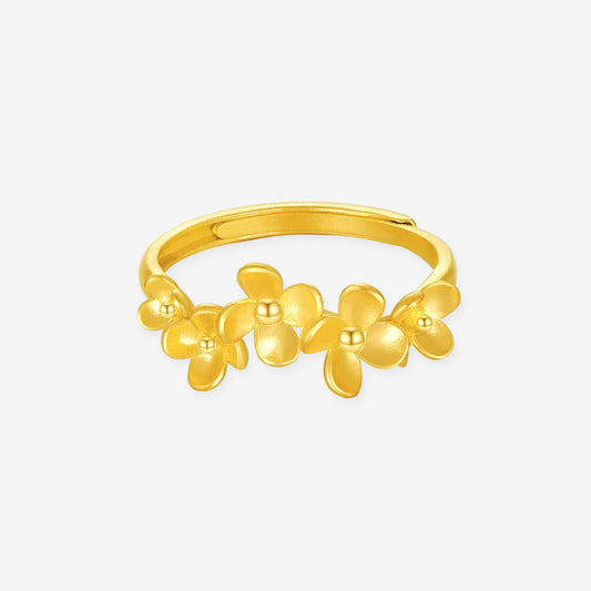 24K Gold Small Flowers Ring