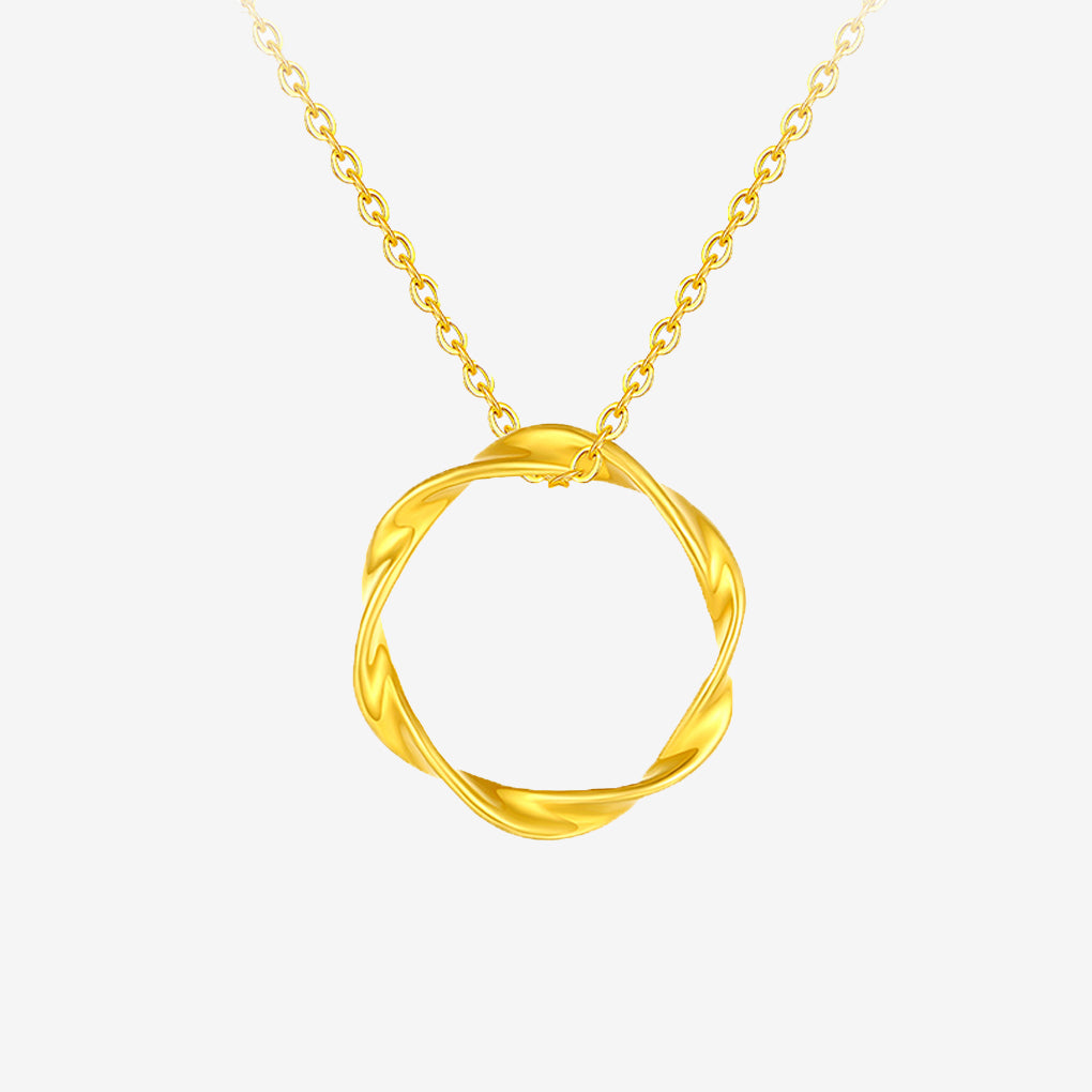 24K Gold Mobius Circle Necklace Pendant