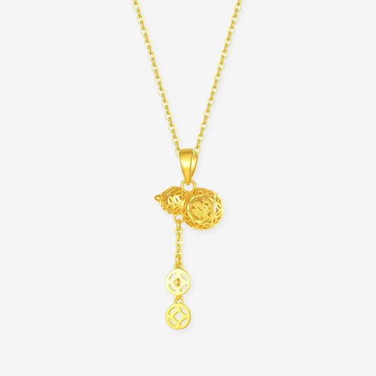 24K Gold Fortune Coin Gourd Pendant
