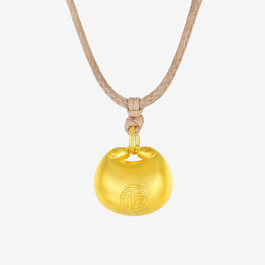 24K Gold Full Lucky PANG FU Bulgy Fortune  Necklace Pendant