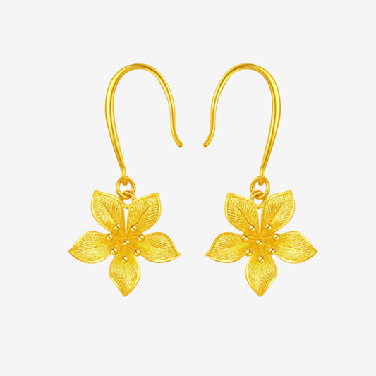 Happy Flower Wedding Series 24K Gold Cute Nicotiana Alata Flower Earrings