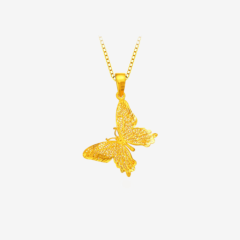 24K Gold Hollow Butterfly Pendant