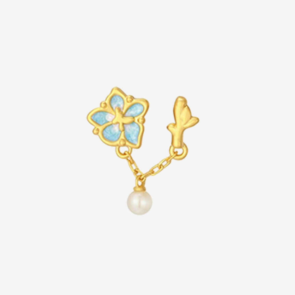 Blazing Van Gogh Series 24K Gold Pearl Almond Blossom Chain Charm