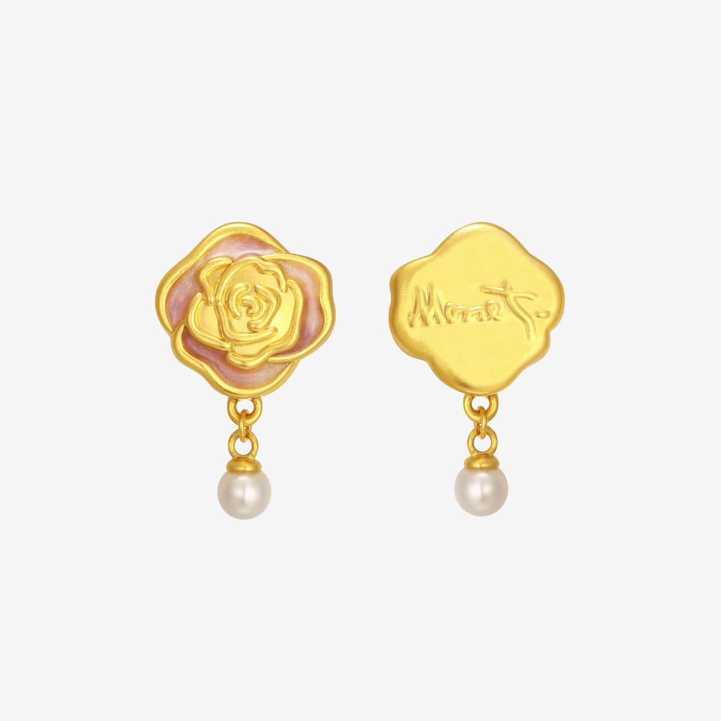 Monet Garden Series 24K Gold Pearl Rose Charm