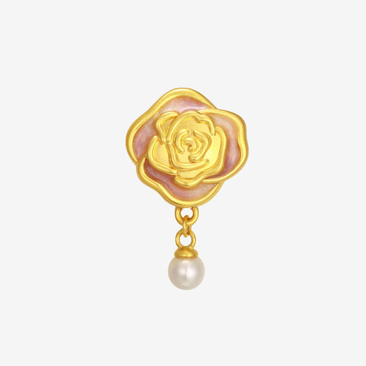 Monet Garden Series 24K Gold Pearl Rose Charm