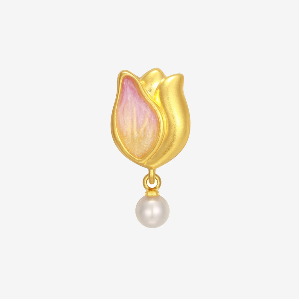 Monet Garden Series 24K Gold Pearl Tulip Charm