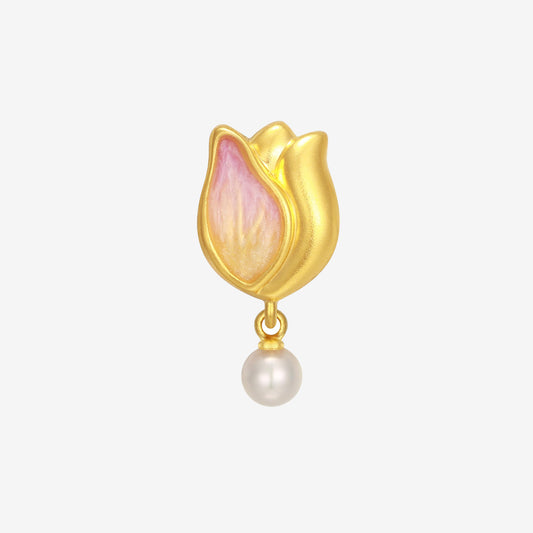 Monet Garden Series 24K Gold Pearl Tulip Charm