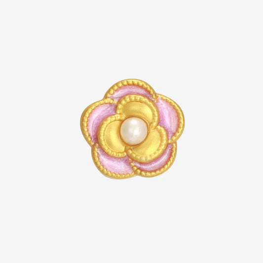 Monet Garden Series 24K Gold Pearl Pink Flower Charm