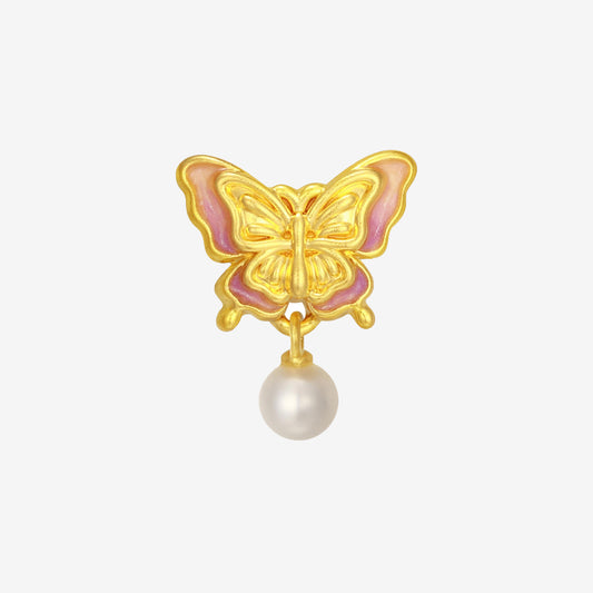 Monet Garden Series 24K Gold Pearl Butterfly Charm