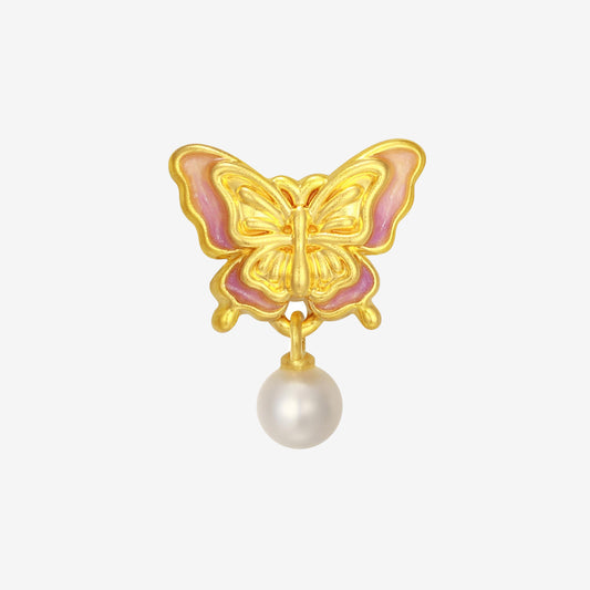 Monet Garden Series 24K Gold Pearl Butterfly Charm