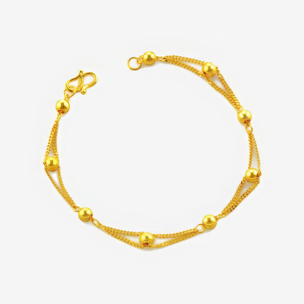 24K Gold Beads Double Layer Bracelet