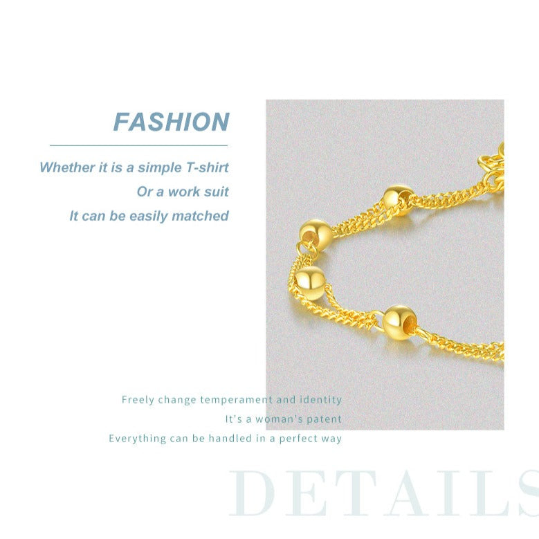 24K Gold Beads Double Layer Bracelet