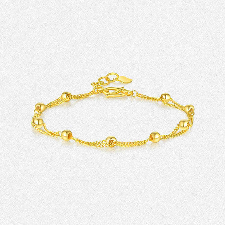 GOLDEN LIFE 24K Gold Beads Double Layer Bracelet