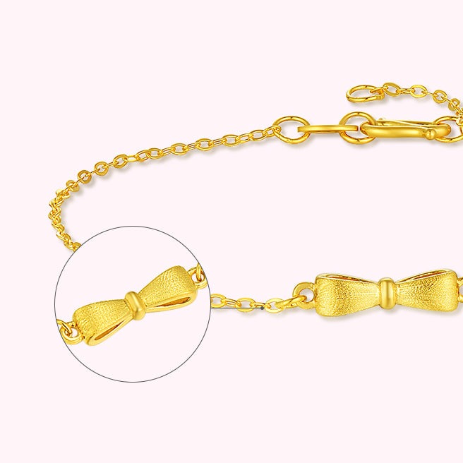 24K Gold Matt Bow Knot Bracelet