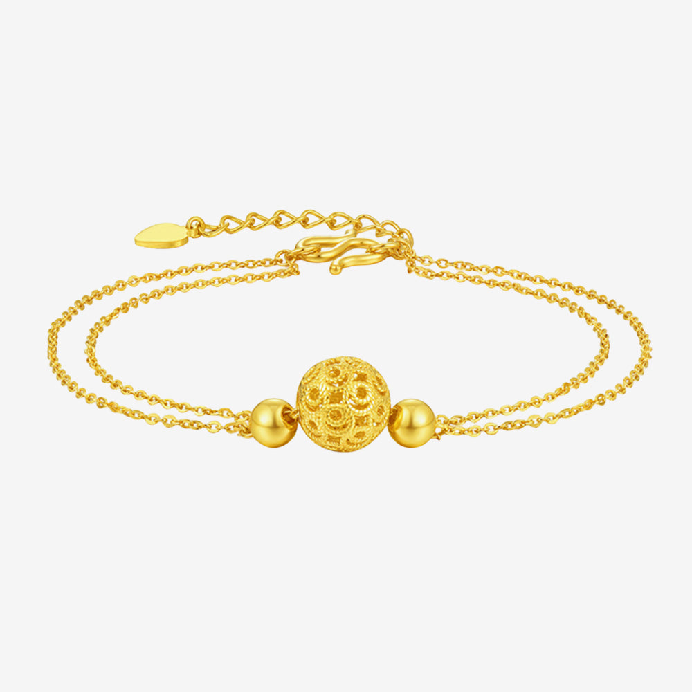 24K Gold Filigree Bead Double-Layer Bracelet