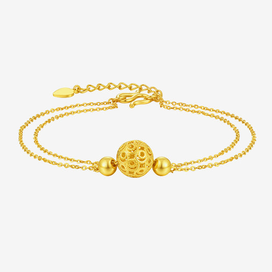 24K Gold Filigree Bead Double-Layer Bracelet