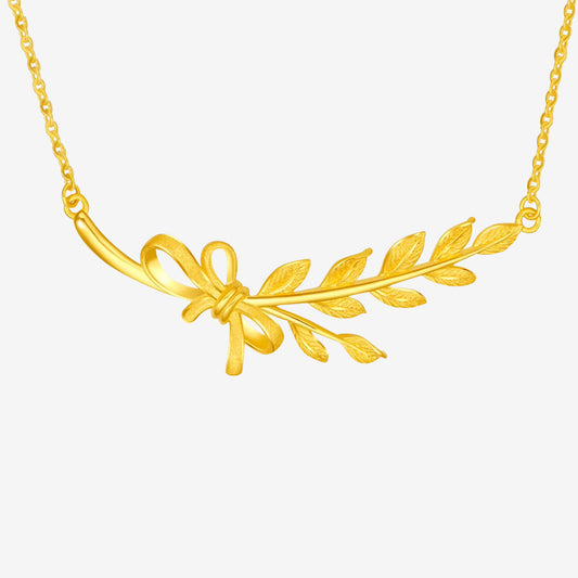 Happy Flower Wedding Series 24K Gold Twin Trees Necklace