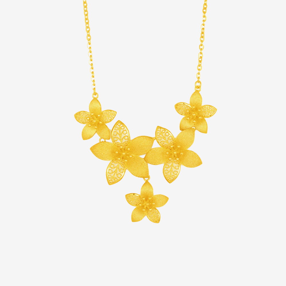 24K Gold Orchids Flowers Wedding Necklace – ChowTaiSeng