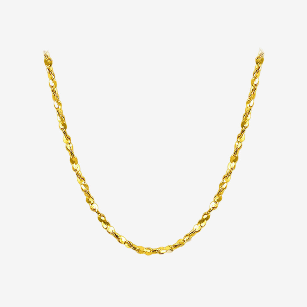 24K Gold Simple Shining Nugget Tinsel Galaxy Chain Basic Necklace