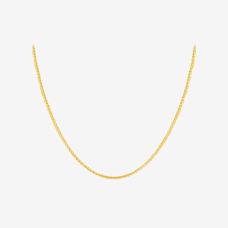 24K Gold Basic Chopin Chain Fox Tail Chain Necklace