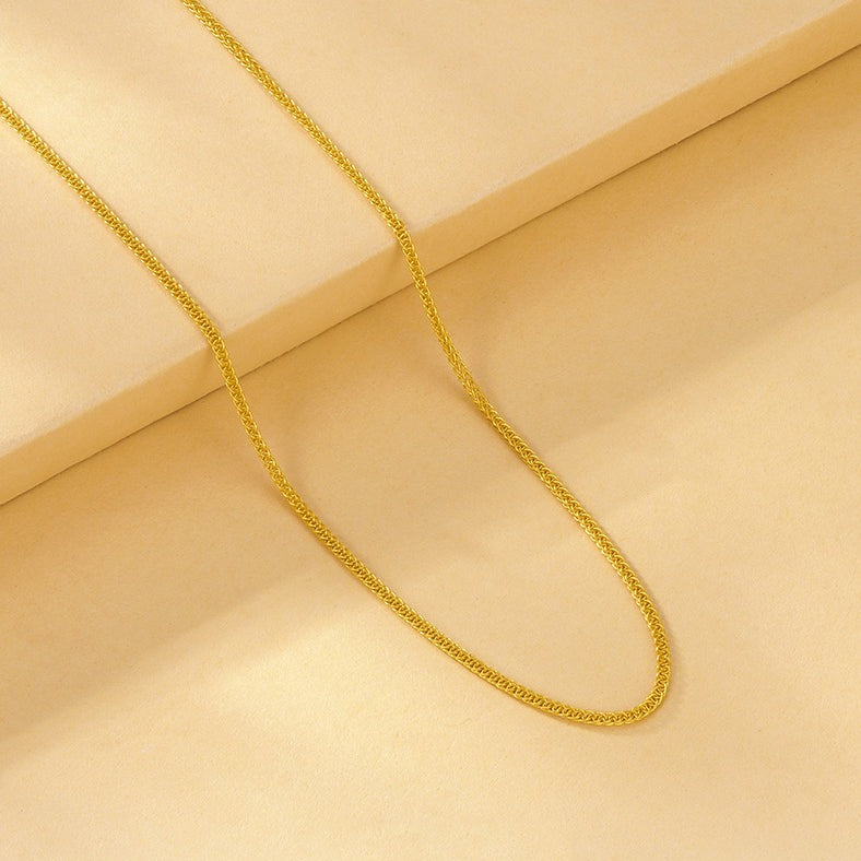 24K Gold Basic Chopin Chain Fox Tail Chain Necklace