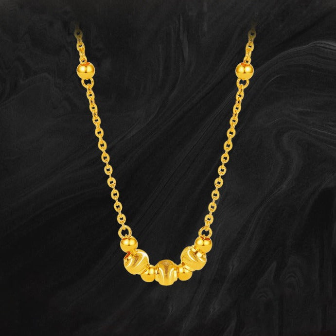 24K Gold Cat's Eye Effect Beads Necklace