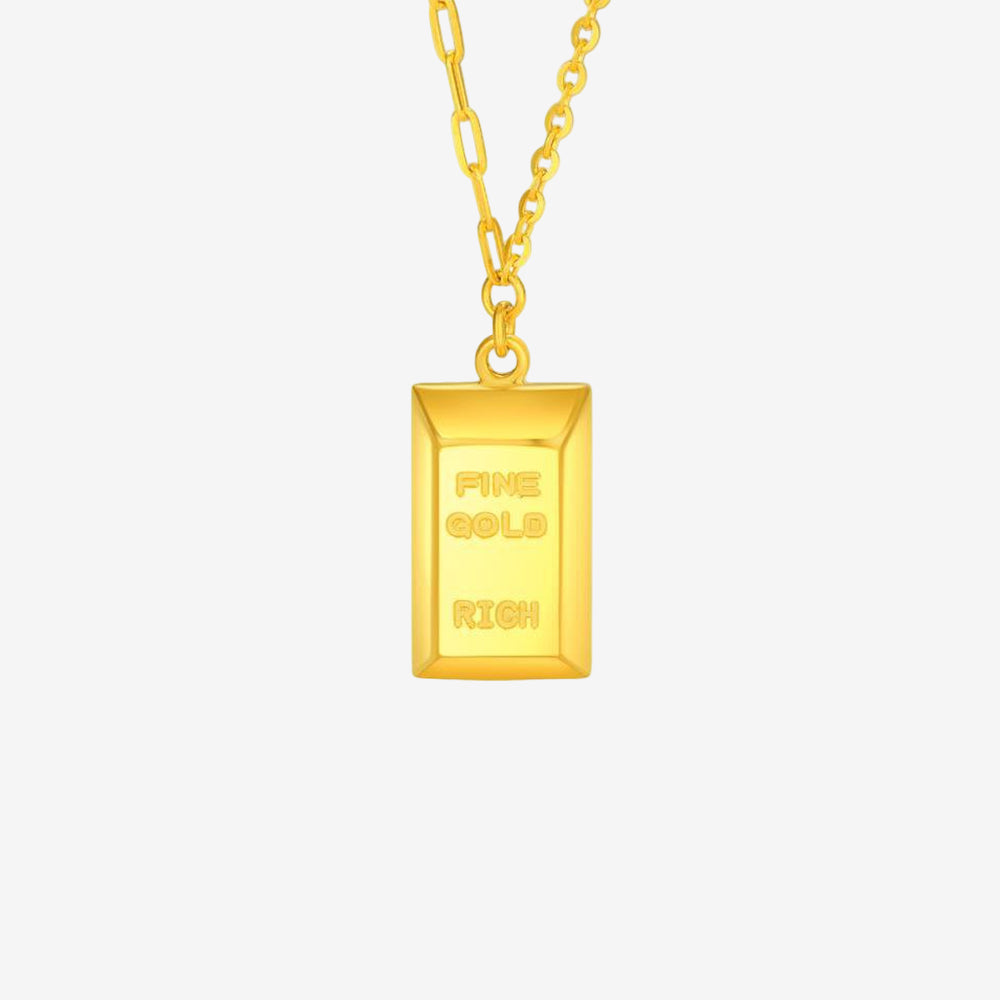 24K Gold Rich Golden Brick Necklace