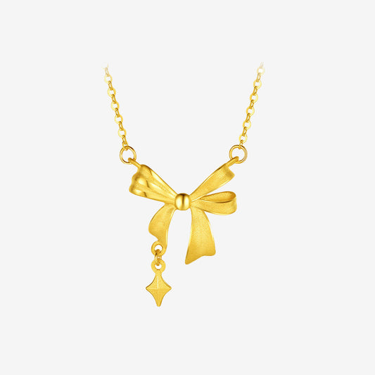 24K Gold Starburst Ribbon Necklace