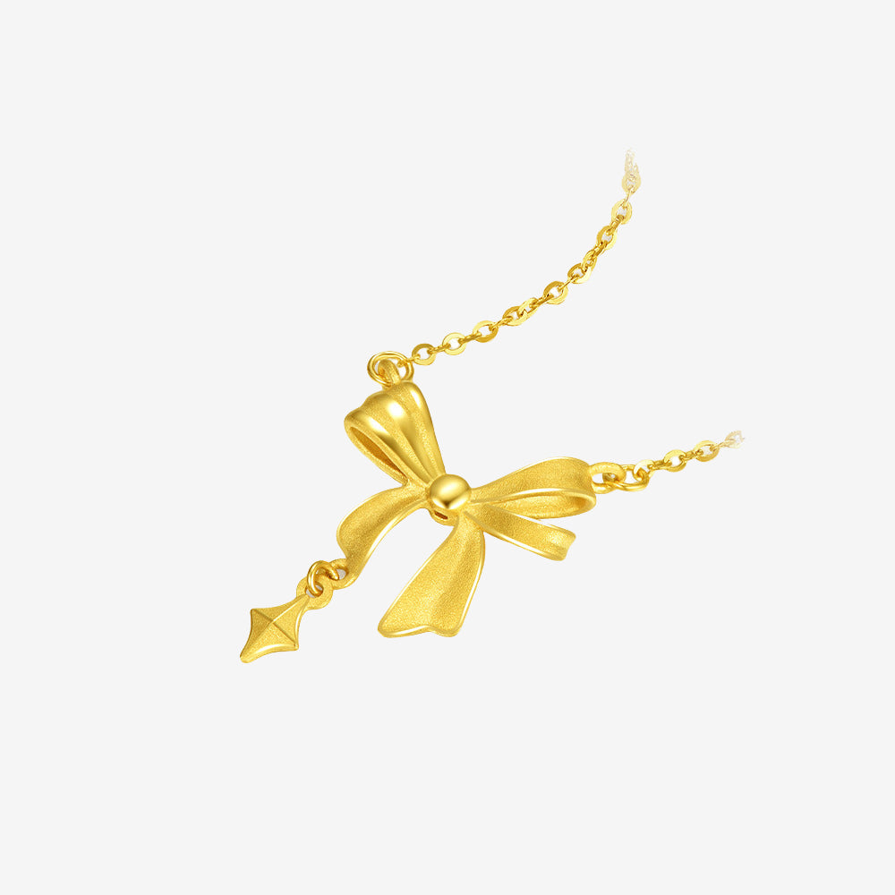 24K Gold Starburst Ribbon Necklace