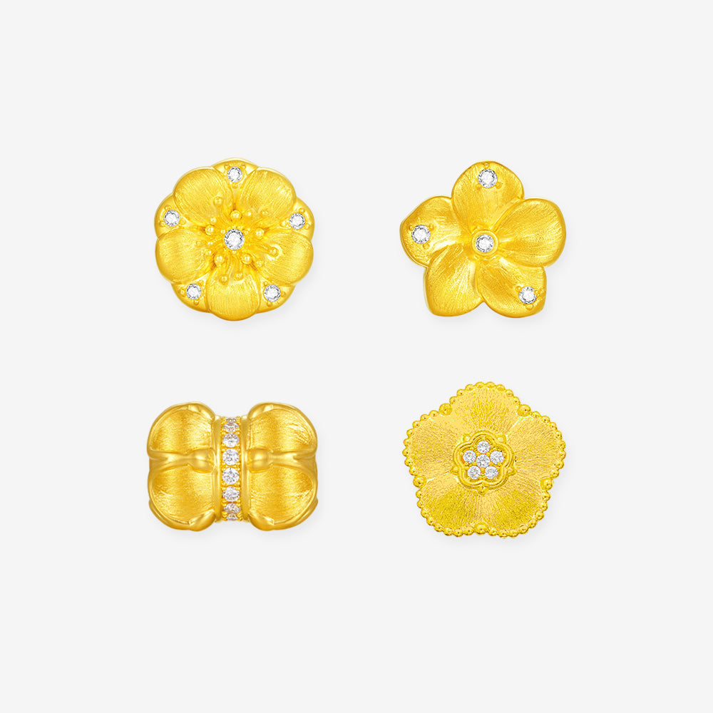[Pre-order] Twelve Gods of Flowers Series 24K Gold Diamond Lucky Flower Charm