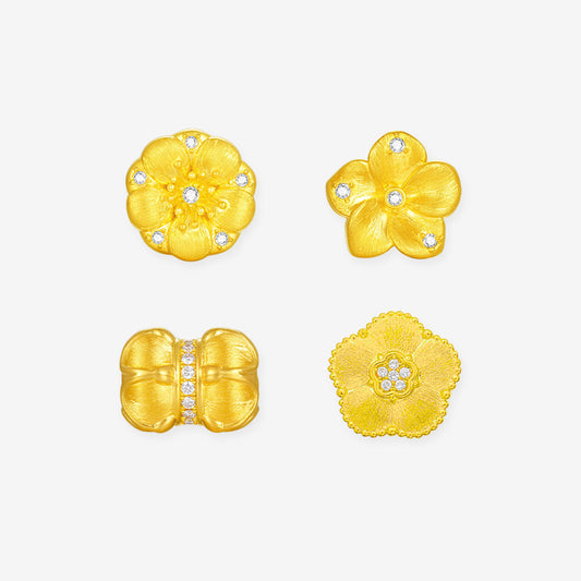 [Pre-order] Twelve Gods of Flowers Series 24K Gold Diamond Lucky Flower Charm