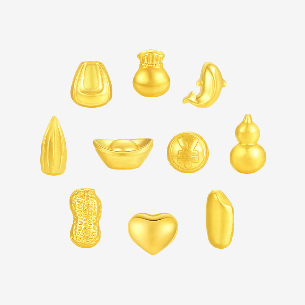 24K Gold Lucky Little Bean Invest in Collecting Gold Beads Set