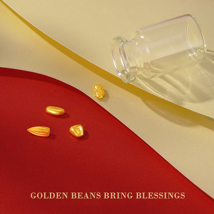 24K Gold Lucky Little Bean Invest in Collecting Gold Beads Set