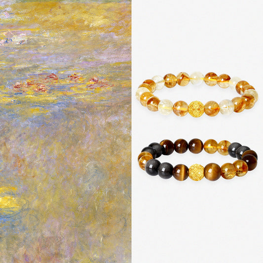 24K Gold Fortune Coin Crystal Beaded Bracelet