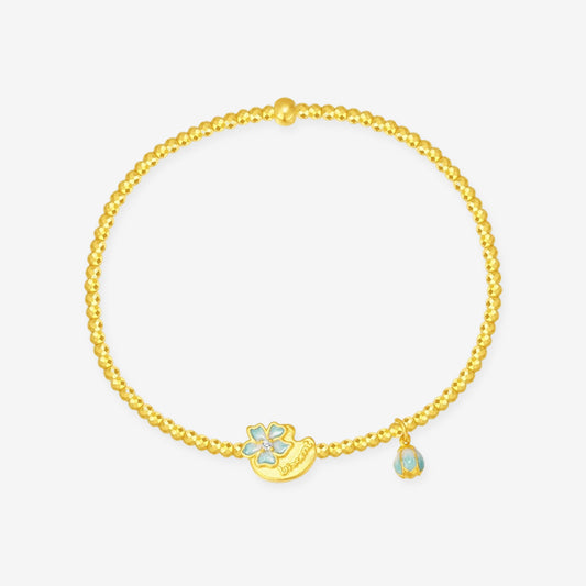 Blazing Van Gogh Series 24K Gold Diamond Almond Blossom Flower Bracelet