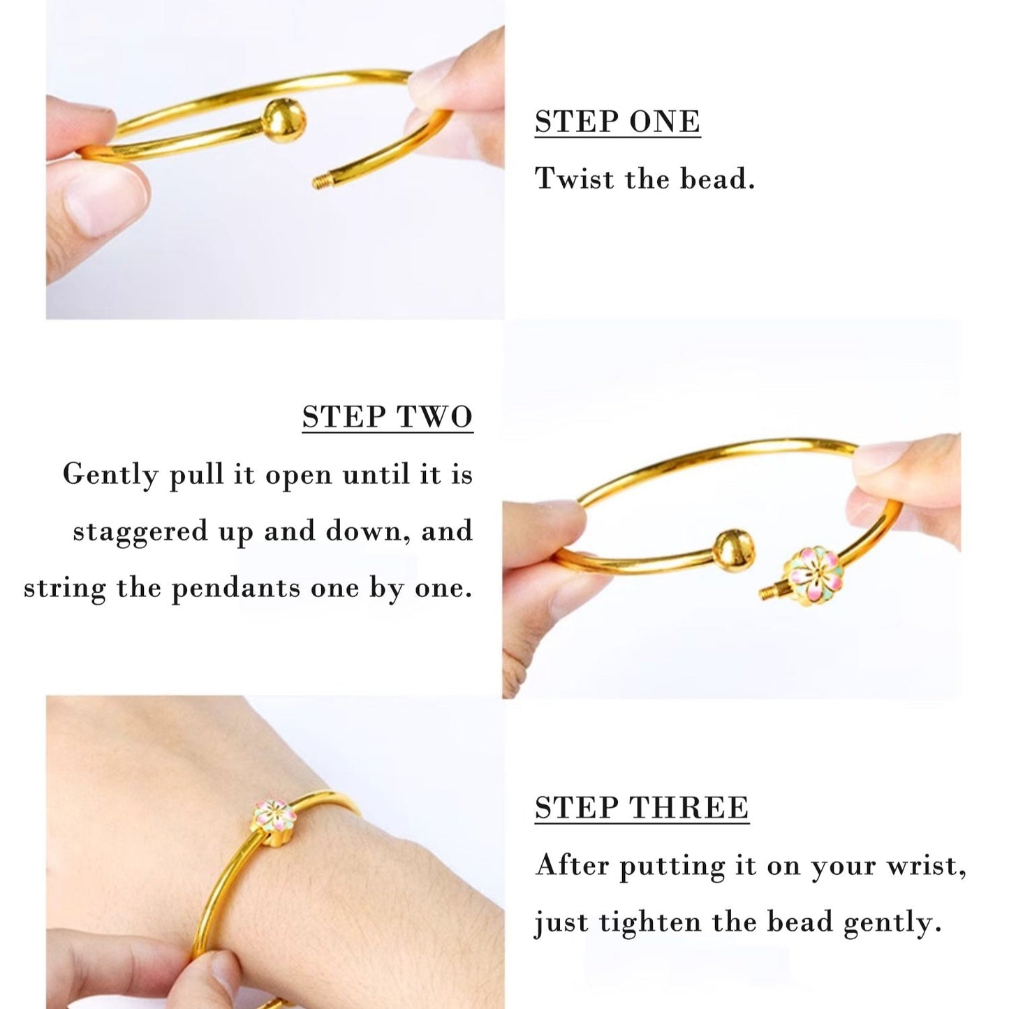 24K Gold Spiral Bead Basic Bangle