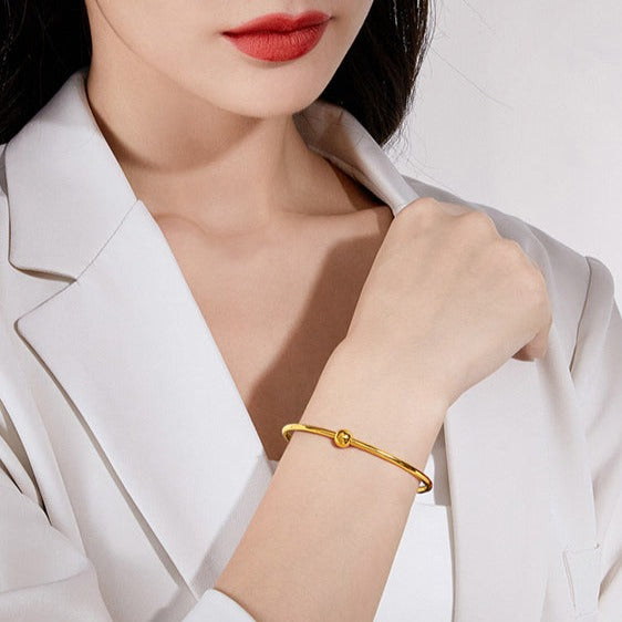 24K Gold Spiral Bead Basic Bangle