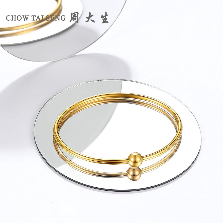 24K Gold Spiral Bead Basic Bangle