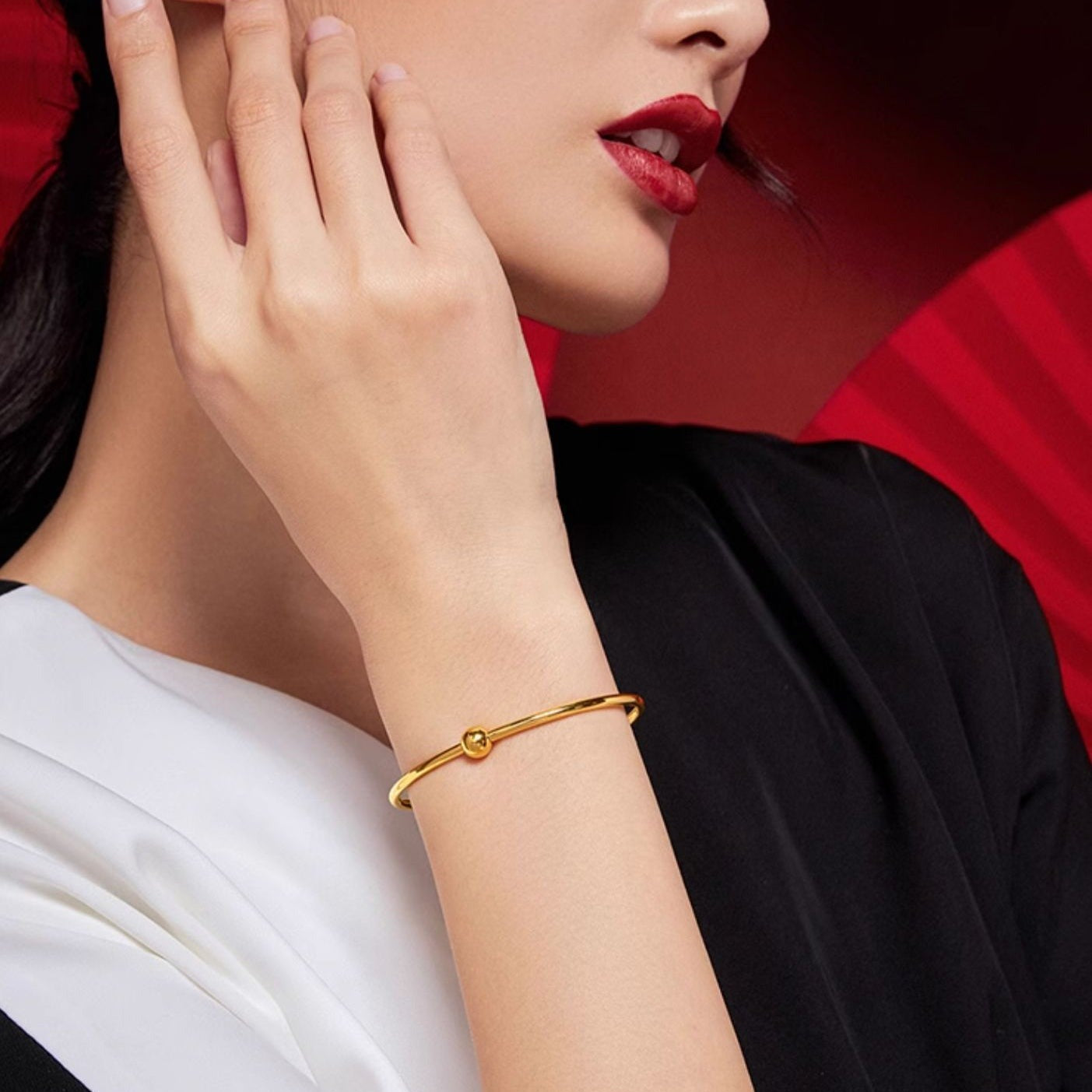 24K Gold Spiral Bead Basic Bangle