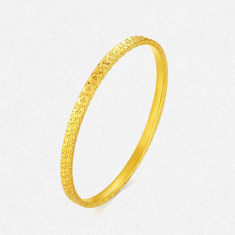 24K Gold Crushed Ice Pattern Bangle