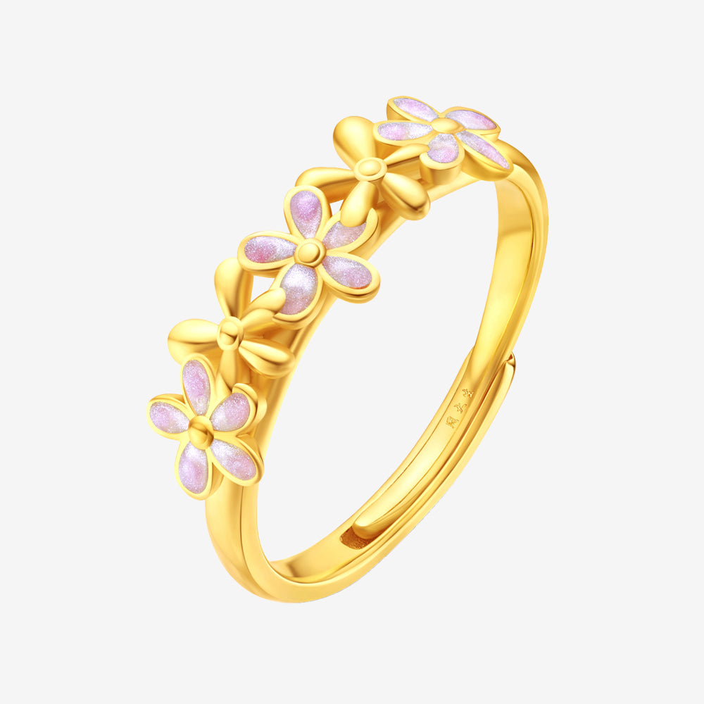 Monet Garden Series 24K Gold Ring & Half Bangle